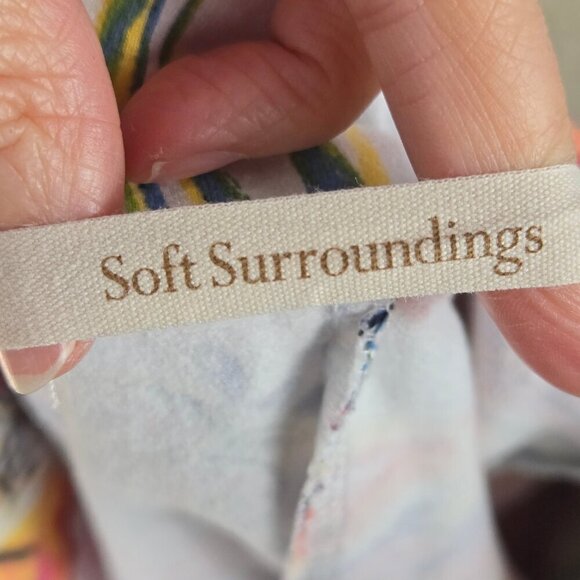 Soft Surroundings Size Large Floral Skort Elastic Pull On Style Back Pockets - Picture 8 of 13